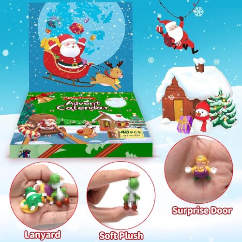 Daughe 48-Piece Christmas Advent Calendar with Action Figures, Holiday Countdown Toy Set for Kids & Collectors