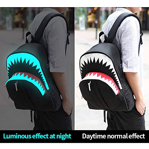 MCWTH Shark Backpack for Teen Boys - Glow School Bookbag, Waterproof & Comfortable