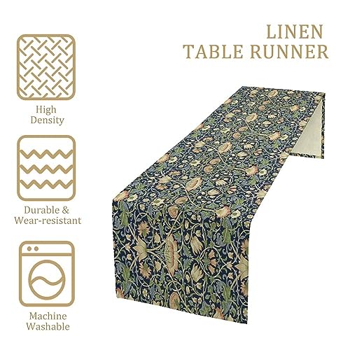 SHElifestyle William Morris Flower Table Runner 13x70 Inches Vintage Boho Tree Pattern