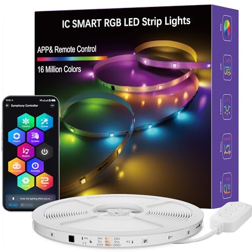 50FT Smart RGB LED Strip Lights with Voice Control & Music Sync - WiFi App Compatible