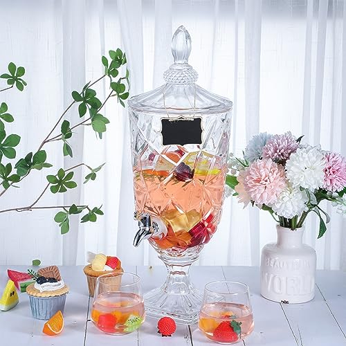 Glass Drink Dispenser Set 1.3 Gallon with Spigot - Clear, 2 Pack for Parties