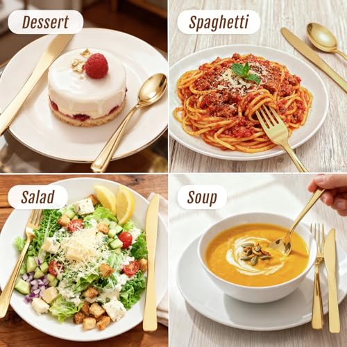 WDF 500PCS Gold Disposable Plastic Silverware Set Modern - Party, Wedding & Holiday Use
