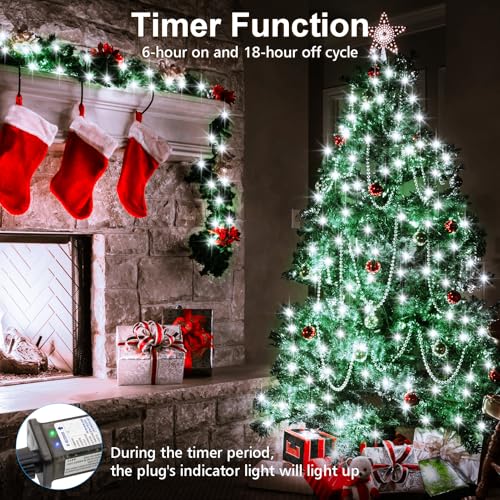 EchoSari 2 Pack 33Ft Waterproof Fairy String Lights Cool White with Remote & 8 Modes