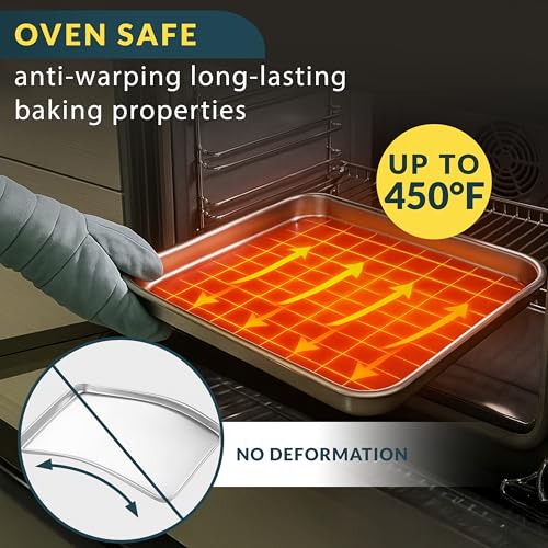 Baker's Signature 3-Piece Stainless Steel Baking Sheet Set - 9, 12, 16 Inch