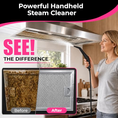 Pink Portable Handheld Steam Cleaner - Lightweight Multi-Purpose Home & Car Cleaning
