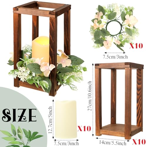 Hushee Brown 30 Pcs Wooden Wedding Lantern Centerpiece Wreath Set