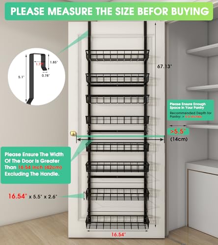 Mefirt Black 8-Tier Over The Door Pantry Organizer Wall Mount Spice Rack