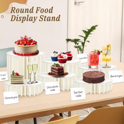 White 6-Piece Foldable Buffet Risers Cake Stand Set for Party & Dessert Display