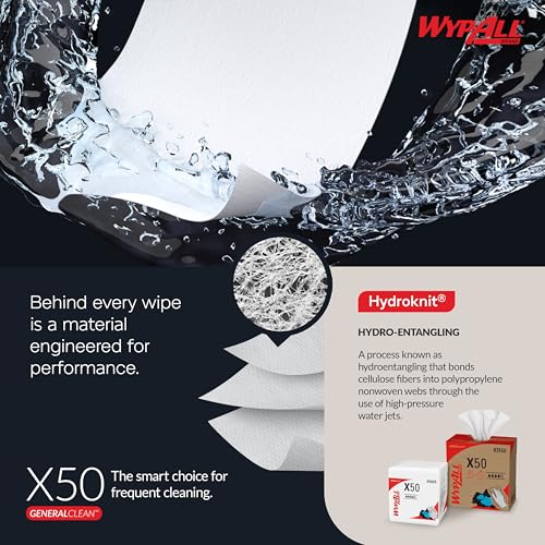 WypAll GeneralClean X50 Cleaning Cloths Set - Pop-Up Box, 10 Packs of 168 Towels