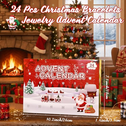 Jiuguva Christmas Calendar Bracelets 2026 – 24 Beaded Advent Gift Set