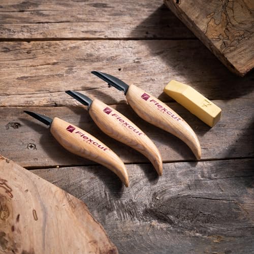 3-Piece Wood Carving Knife Set - High Carbon Steel Blades & Ergonomic Handles
