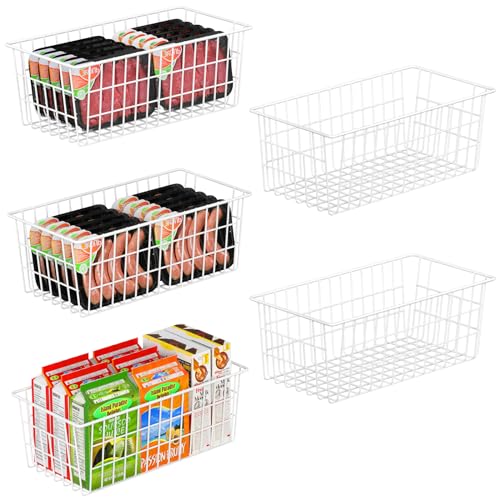 Freezer Organizer Bins for Upright & Chest Freezers - Wire Drawer Baskets, Set of 5