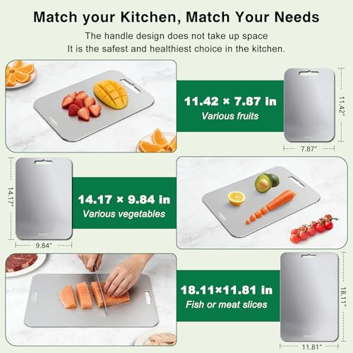 Titanium Cutting Board Set of 3 - 18 x 12 Inches, Food-Grade, Double Sided Kitchen Chopping Boards