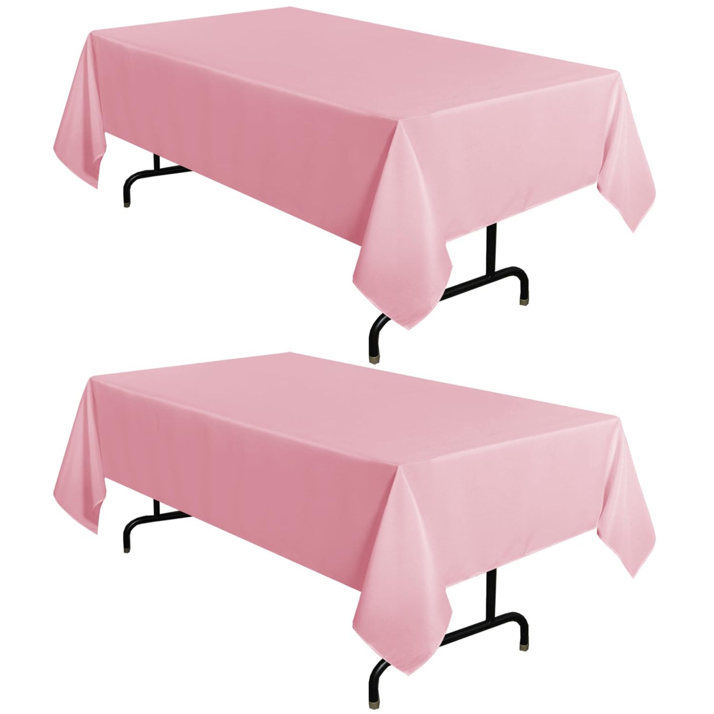 sancua 2 Pack Pink Tablecloth 60 x 102 Inch, Rectangle Table Cloth for 6 Feet Tables - Stain and Wrinkle Resistant Washable Polyester Table Cover for Dining Tables, Valentines Parties