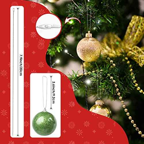 RELBRO Christmas Ornament Strings, Tree Ornament Hangers with Snap Fasteners Precut Locking Ropes for Holiday Decorations, Silver, 200 Pcs