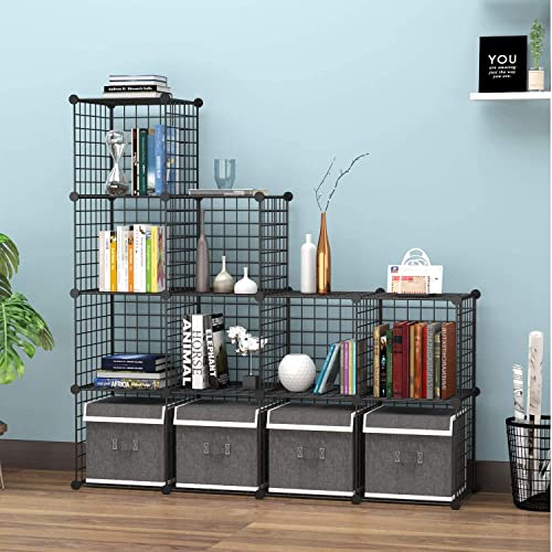 C&AHOME Black Wire Cube Storage Organizer 12-Cube Metal Shelving Unit