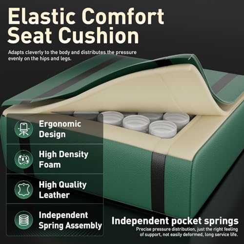 Gaming Chair with USB Massage Lumbar Support - Black & Green High Back Ergonomic Seat