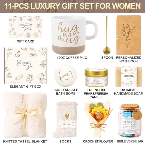 Get Well Soon Gift Basket for Women - Self Care & Recovery Gift Set with Blanket, Candle, Mug, Bible Verse Jar