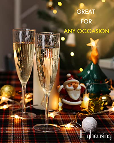 48 Pack 6 OZ Clear Disposable Plastic Champagne Flutes Reusable Wine & Cocktail Cups for Parties and Weddings