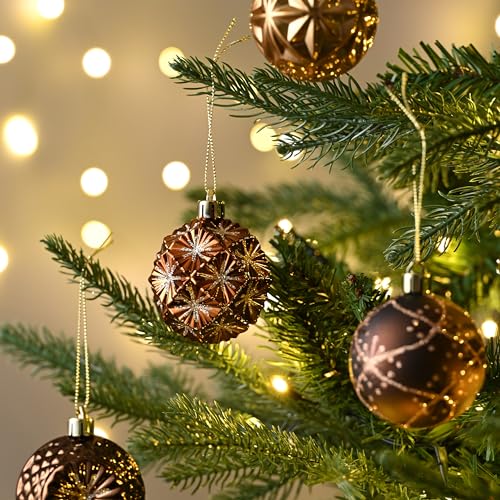Valery Madelyn 16ct Fall Ornaments Set Copper Bronze Gold 2.36in Shatterproof Hanging Balls