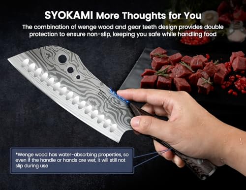 SYOKAMI 7-Inch Chef Knife with Herb Stripper - Asian Kitchen Cleaver
