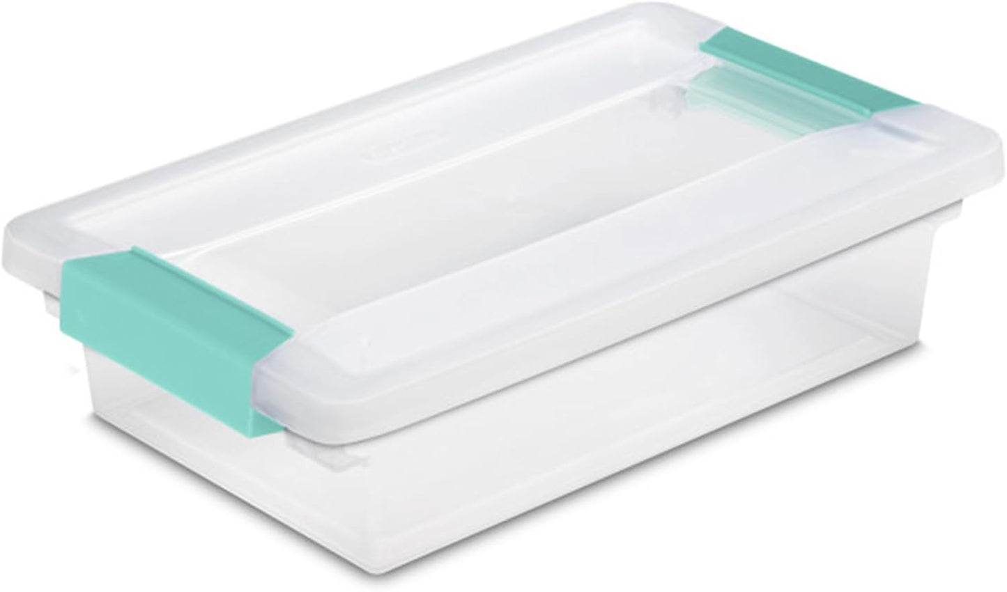 Sterilite 6-Pack Clip Box | Stackable Clear Plastic Bins with Latching Lids for Craft Storage