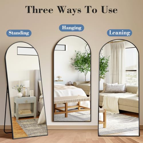 DUMOS Black 65x24 Inch Arched Full Length Floor Mirror with Stand
