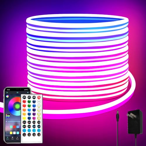 32.8ft RGB LED Neon Strip Lights with Remote & App Control Waterproof Indoor Outdoor