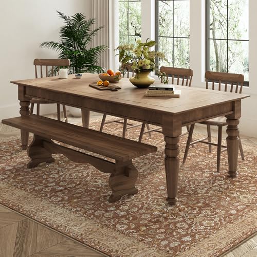 8x10 Reddish Brown Washable Area Rug for Living Room - Vintage Print, Pet-Friendly, Non-Slip