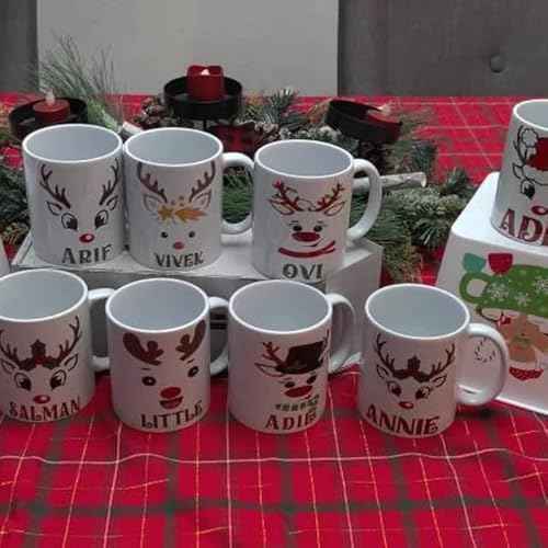 18 PCS Christmas Reindeer Face Stickers for Ornaments, Vinyl Decals DIY Craft Art Stickers for Christmas Ball/Water Bottles/Wine Glass, for Home Window Sticker Party Decorations