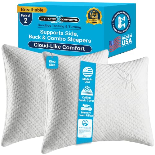 Xtreme Comforts Memory Foam Pillows | GREENGUARD Certified Shredded