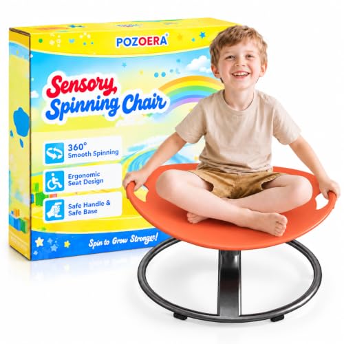 Pozoera Sensory Spinning Chair for Kids Orange Safety Handle Kids Play