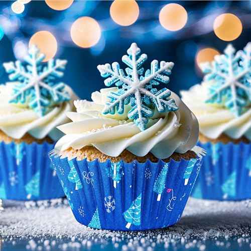 SANNIX 450pcs Winter Christmas Cupcake Liners Santa Snowflakes Cupcake Wrappers Baking Cups Paper Wraps Muffin Liners for Xmas Winter Birthday Party Candy Cake Decorations Supplies(9 Designs)