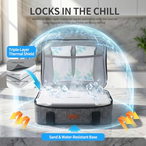 Large Insulated Travel Snack Box with Ice Pack & Lid - White - Tailgate & Picnic Ready