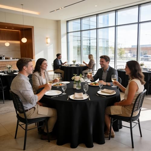 10 Pack Round Tablecloths 90 Inch Black for 36"-72" Table