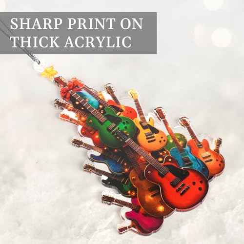 2D Flat Music Ornaments for Christmas Tree, Music Gifts for Men, Women, Techer, Musical Gifts for Musincians, Choir, Producer, Instruments, Piano, Guitar Lover, Singing Trinkets Themed Decor (Guitar)