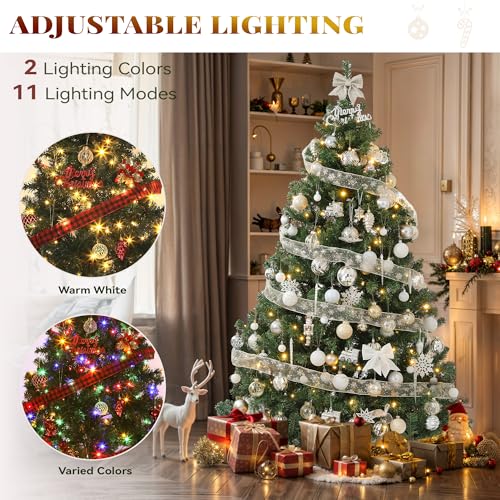 YITAHOME 6ft Pre-Lit Green Artificial Christmas Tree with Remote, 1000 Tips & 250 Lights