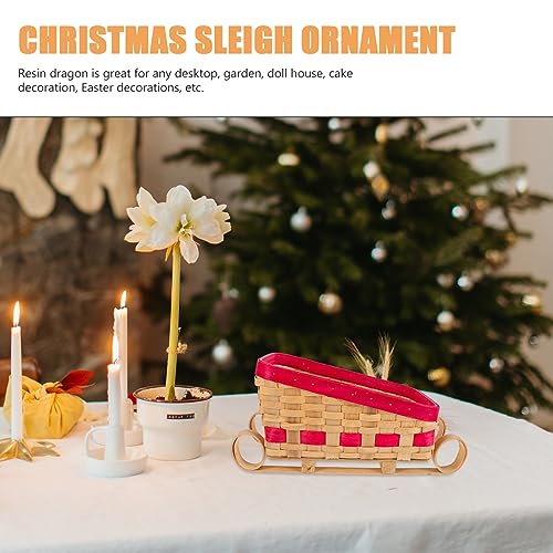 Christmas Sleigh Car Decoration with Woven Basket Santa Gift Holder
