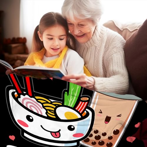 Wattnai Ramen Blanket 60x50 Inches - Soft Anime Noodle & Food Lover Throw, Unique Gift for Men & Adults