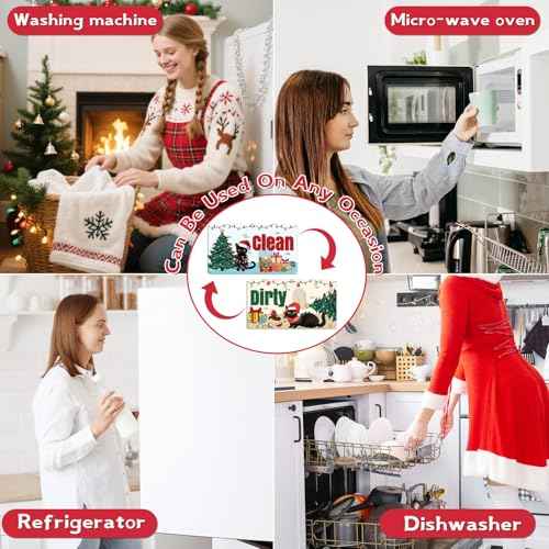 Dishwasher Magnet Clean Dirty Sign - Cosmisun Christmas Black Cat Clean Dirty Magnet for Dishwasher Xmas Cat Holiday Reversible Dish Washer Magnetic Sign Flip Indicator for Kitchen Home Decor