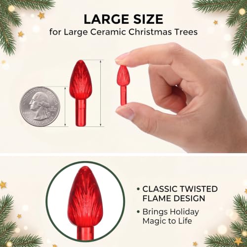 Fumete 52 Pcs Christmas Tree Replacement Light Bulbs Set with Top Decorations