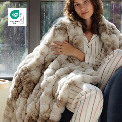 Bedsure Faux Fur Bubble Throw Blanket - Tie-dye Taupe 50x70 XL