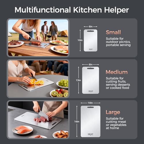 Silver 3-Piece Titanium Cutting Board Set - Double-Sided Chopping Boards for Kitchen