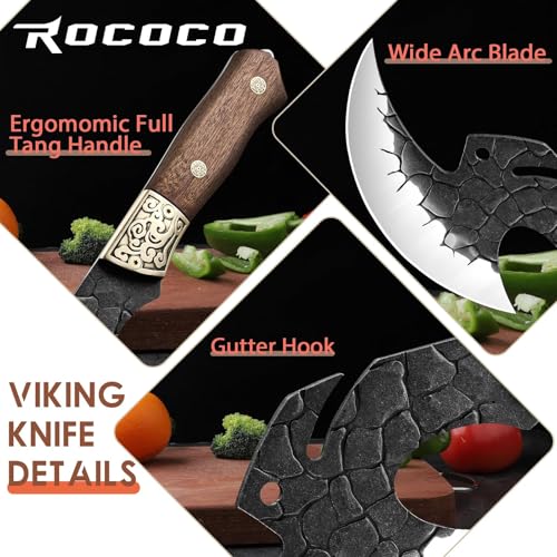 ROCOCO Viking Cleaver Knife 6.1in Full Tang Kitchen Axe Gift for Men