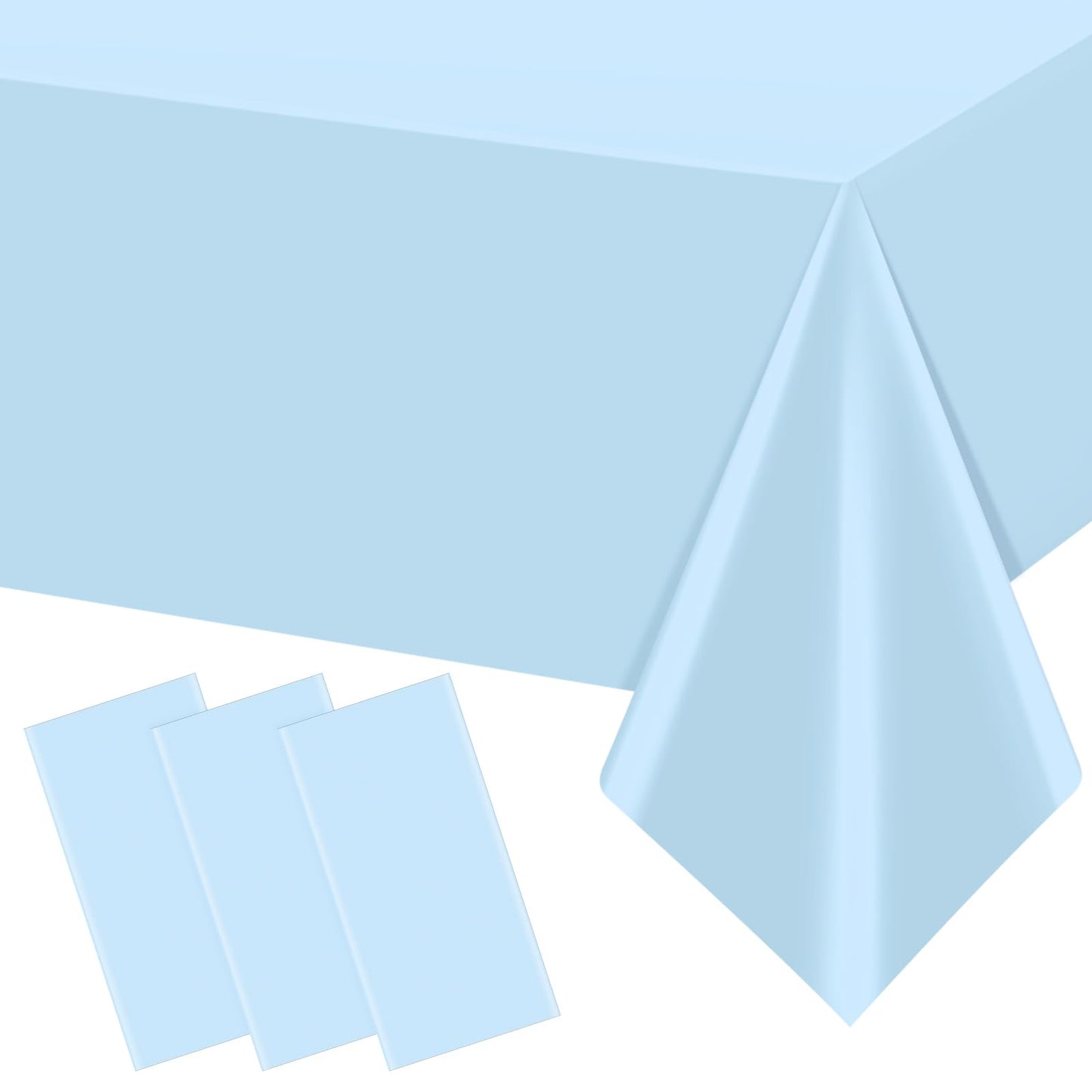 YIDAKO 12Pcs Light Blue Tablecloths,Disposable Plastic Tablecloth,Waterproof Baby Blue Rectangle Table Cover for Graduation Birthdays Weddings Anniversary Party Decorations,54 x 108 Inch