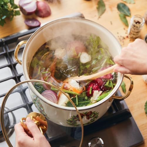 Meanplan 3.6 L Christmas Enamel Stockpot with Glass Lid