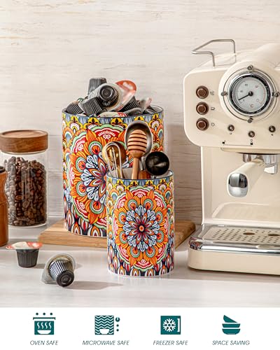 Vancasso Regal Bloom Ceramic Utensil Holder Set - 7.3" & 5.5" Kitchen Counter Organizers
