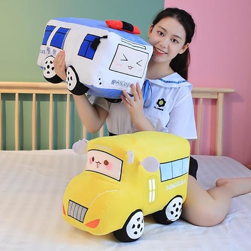Car Plush Toy Soft Stuffed Car Plush Pillow Toy CuteTractor Cartoon Throw Pillow Plushie Gifts for Kids Birthday Christmas Party (School Bus)