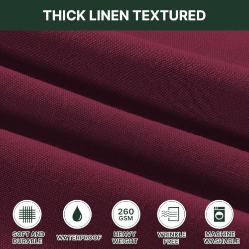 H.VERSAILTEX 60 x 120 Inch Linen Textured Tablecloth, Christmas Red – Premium 260gsm Polyester, Waterproof & Wrinkle-Resistant