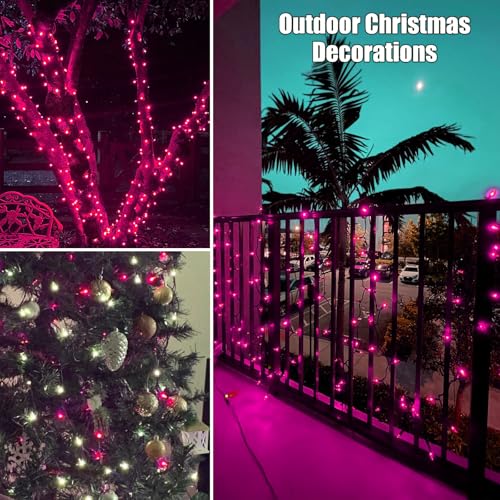 HISHINY Pink 21ft Christmas Lights, 100 Mini Bulbs, UL Certified Indoor/Outdoor